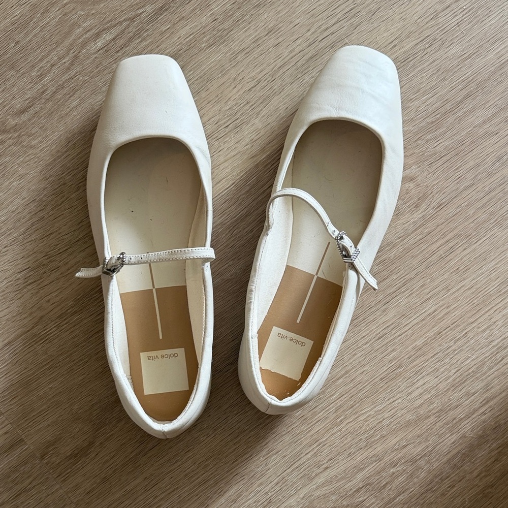 Dolce Vita Cream Mary Jane Flats with Square Toe